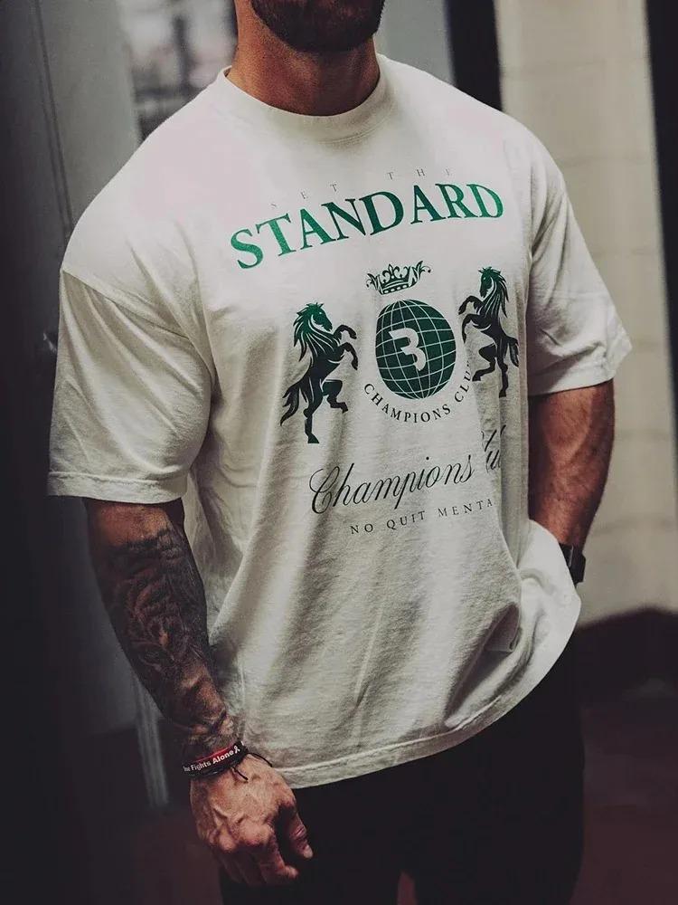 Gym Men T-Shirt CHAMPIOM Print Short Sleeved Muscular Men CBUM Cotton T Shirt CBUM Fitness Joggers Tees CBUM Women Tshirt Summer