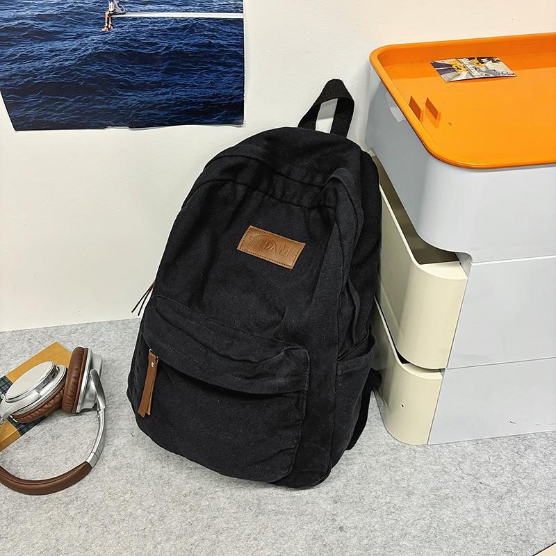 Canvas backpack women's simple large-capacity junior high school student schoolbag high school retro backpack computer bag