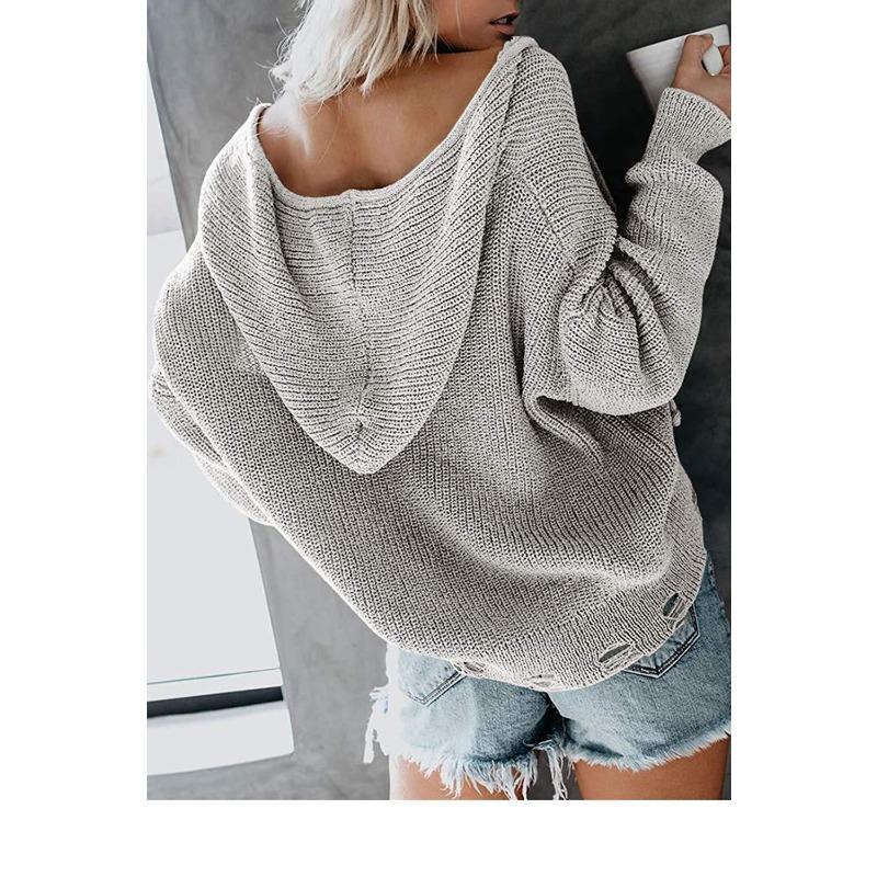 Damen S Kapuzenpullover mit Reißverschluss Lockerer Schnitt Unregelmäßiger Pullover