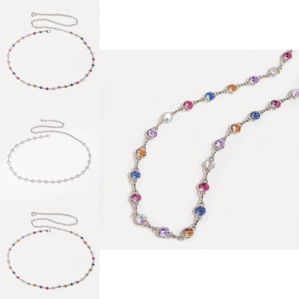 Gold Metal Retro Waist Chain For Women With Sparkling Rhinestones For Evening Wear