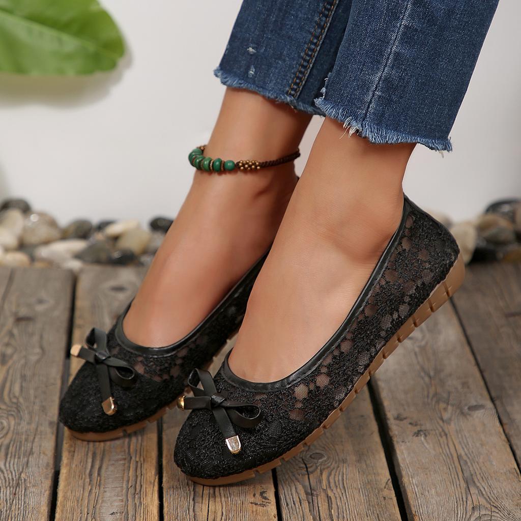 New Women Flats Shoes Ballet Flats Bow-Knot Women Sandals Slip on Cut Outs Flat Hollow Summer Sandals Zapatos De Mujer