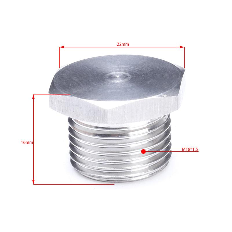 304 Stainless Steel M18 X 1.5 Thread O2 Oxygen Sensor Plug Fit For American European Japanese Cars and Trucks