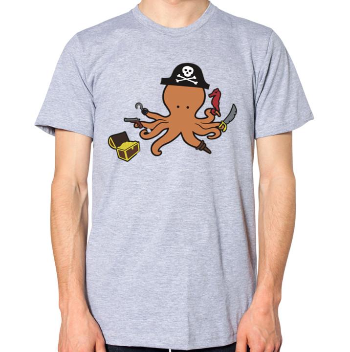 Octopus Pirate Cartoon T-Shirt Men Women Unisex Top 4XL