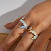Fishtail Zircon Geometric Opening Ring Easy Design Sense Big Plain Ring Jewelry Gifts