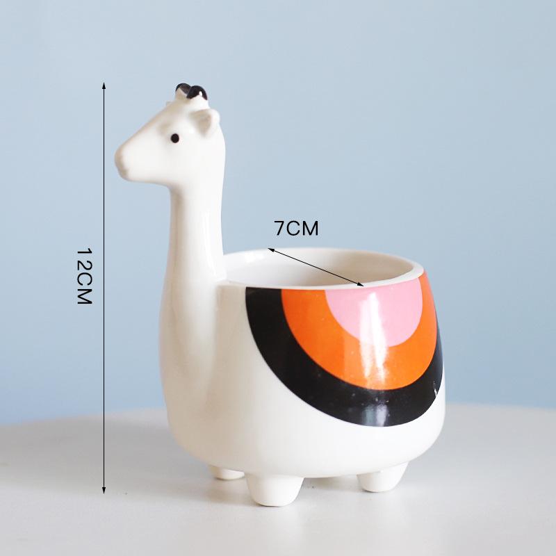 Ceramic Animal Potted Creative Cute Animal Succulent Plant Small Flower Pot Cute Desktop Art Ornaments Giraffe Panda Flower Vase