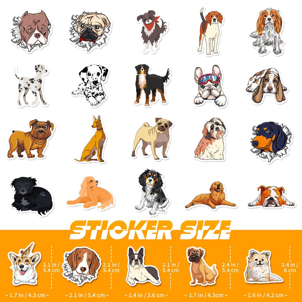 50 Husky Corgi German Shepherd Shar Pei Dachshund Multi-Series Graffiti Dog Mix And Match Stickers