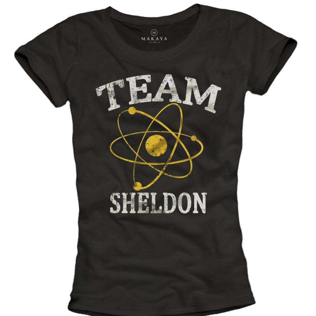 Vintage Big Bang Theory womens tshirt Team Sheldon black Summer Top S/M/L