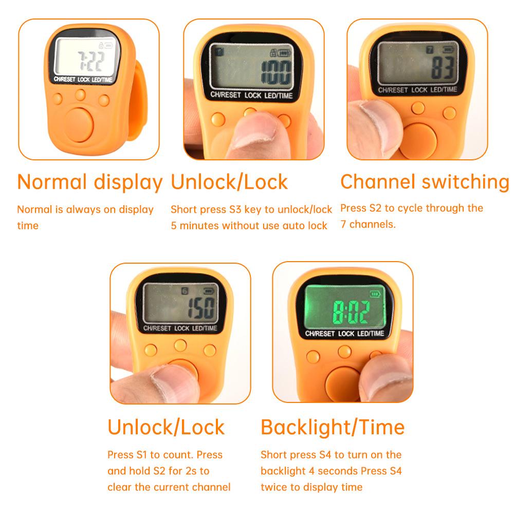 Mini Finger Counter LCD Electric Digital Display With Light Tally Counter Stitch Marker Sewing Knitting Weave Buddha Pray Soccer 1