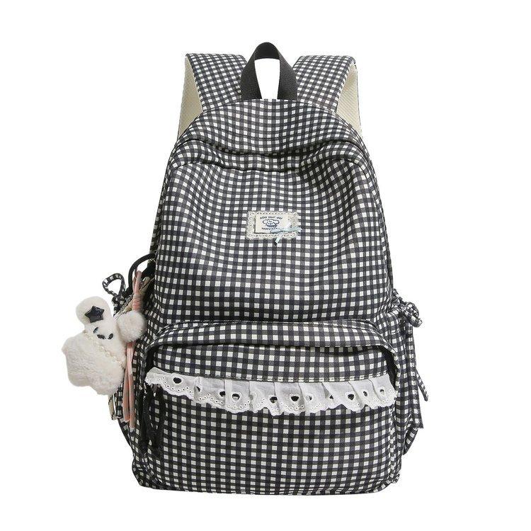 Schoolbag Korean Plaid Backpack Student Lace 1011 New Lightweight High-value Schoolbag Daily Backpack