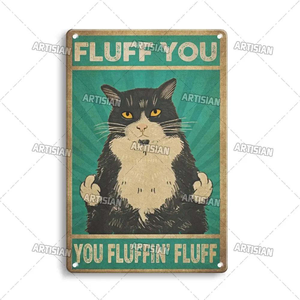 Artisan Black Cat Metal Sign  Funny Tin Plate Pet Decorative Plaque for Wall Decor In Garage Bar Pub Club Hotel Cafe Kitchen Hom