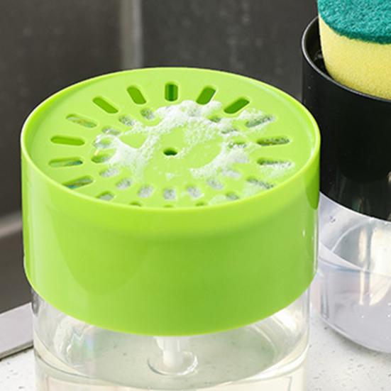 Dispenser Sapone Spugna Rotonda Azionamento a Una Mano Vassoio Inferiore Antigoccia Dispenser Sapone per Bancone Accessori Cucina