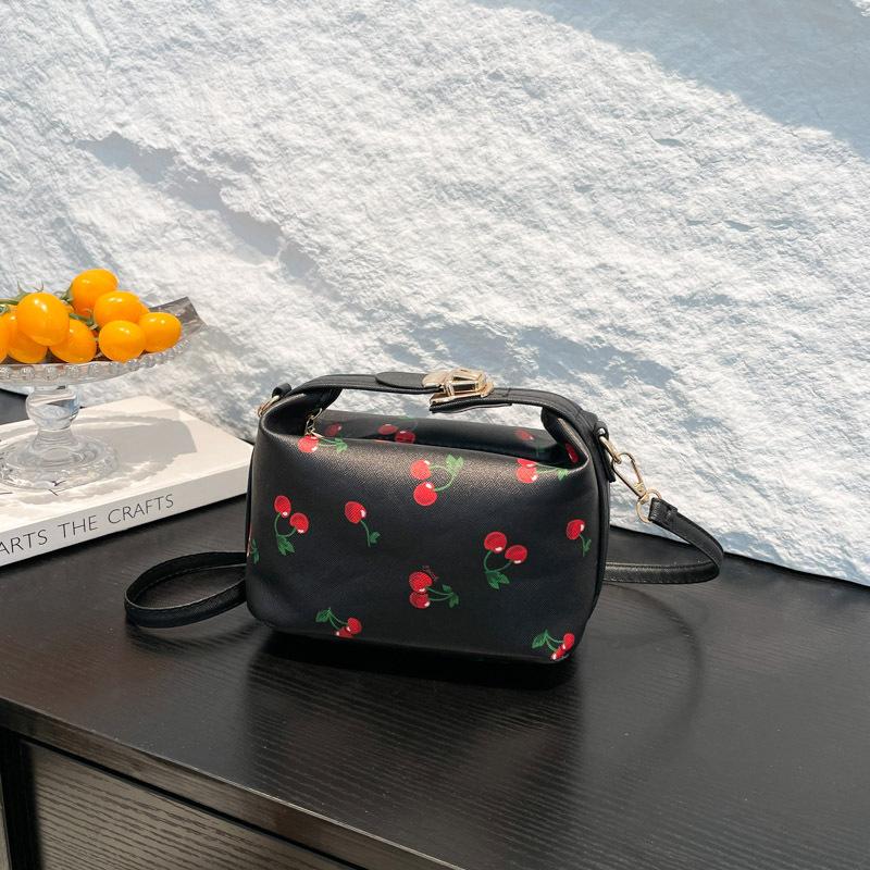 2025 Fashion Underarm Bag Cherry Print Single Shoulder Diagonal Span Portable Shell Bag Casual Simple Large Capacity Small Square Bag