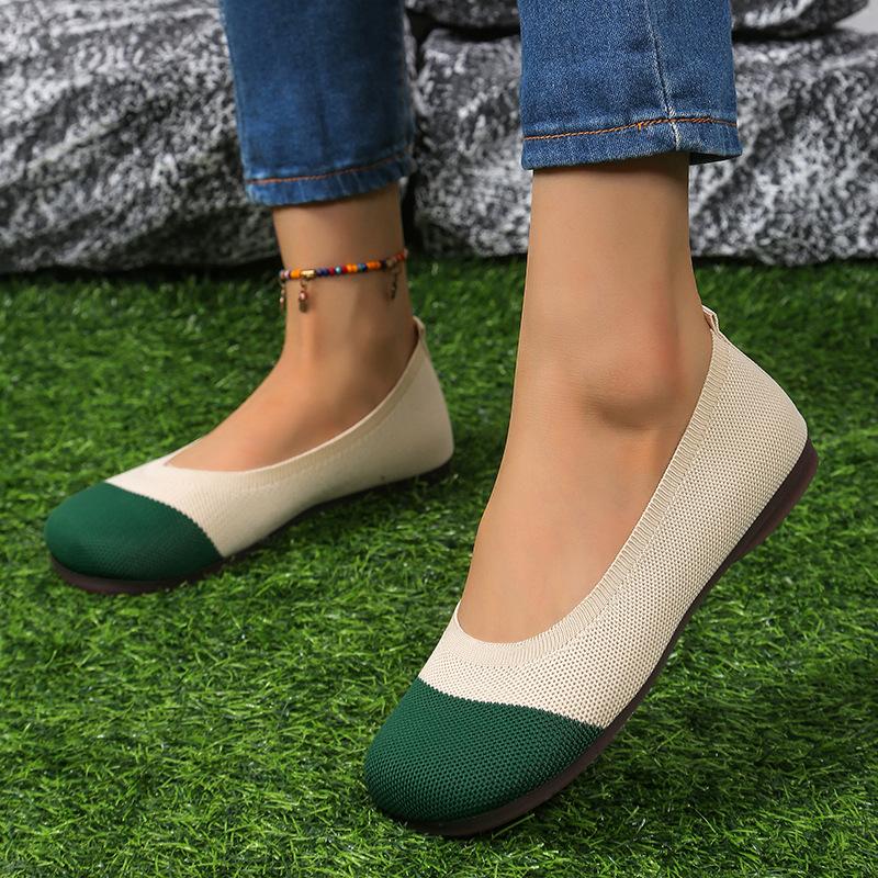 Korean Style Summer Soft Soled Single Shoes for Women Comfortable Knit Breathable Flat Shoes