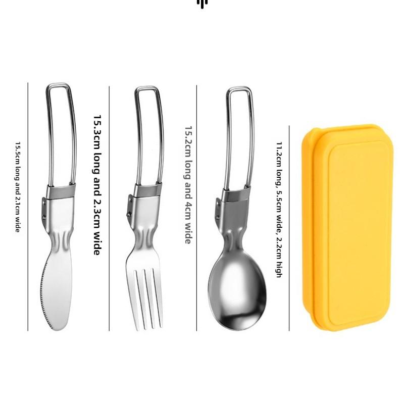 1 Set Folding Tableware Stainless Steel Student Outdoor Picnic Portable Steak Knife Fork Spoon Tableware Set