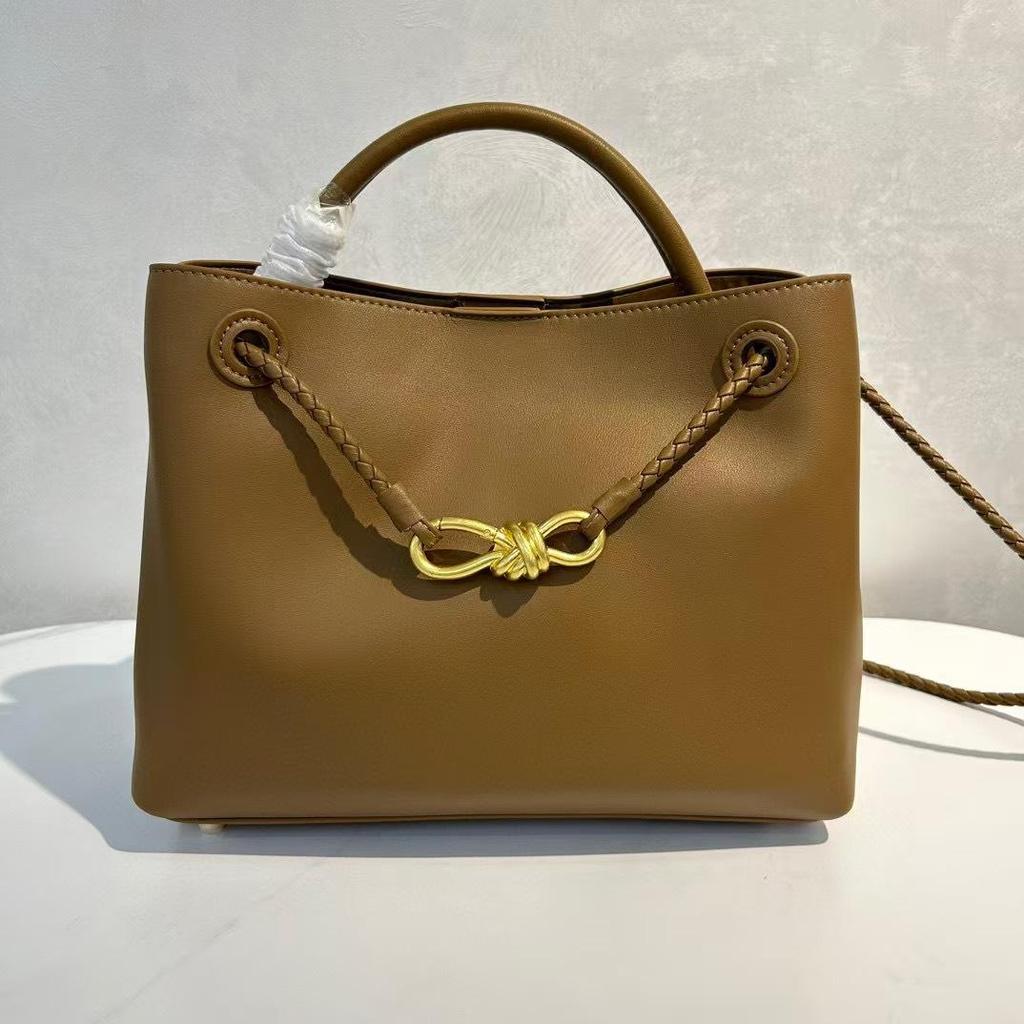 Women's 2026 New Texture Genuine Leather Large Capacity Tote Bag Women's Diagonal Cross Commuter Bow Single Shoulder Handbag