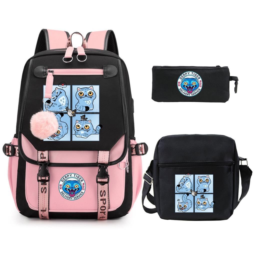 Witch Hunters Cartoon Peripheral Printing Children's Backpack Cross-border New Student School Bag Three-piece Shoulder Bag Pencil Bag