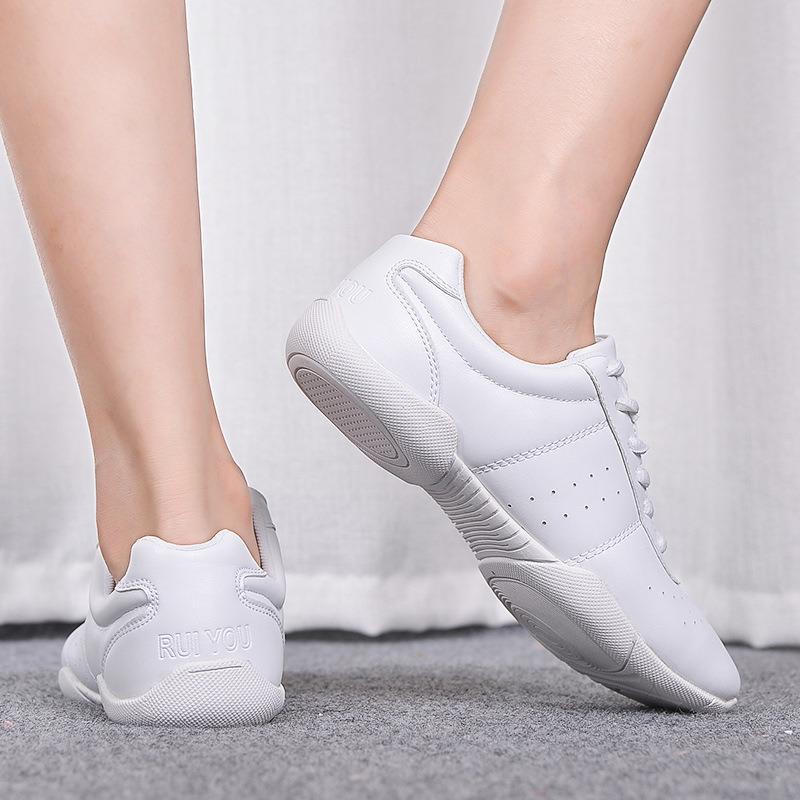 Dam Cheerleadingskor Flickor Andningsbara Dansskor Lätta Cheer-skor Vita Träningsskor Fitness Gymnastik Yoga