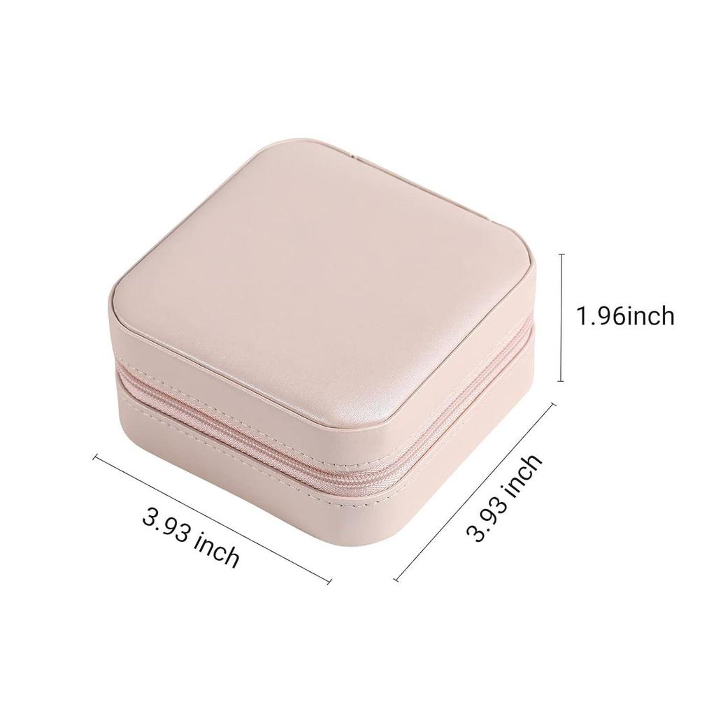 Small Jewelry Box Portable Jewelry Travel Organizer Display Storage Case for Rings Earring Necklace Bracelet, Gift for Women Girls, Pink Faux Leather