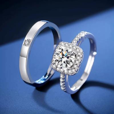 Sugar Cube Bag Simulation Live Moissanite Diamond Ring Couple Marriage Proposal Wedding Ring Wedding Ceremony Special Fake Ring Ring