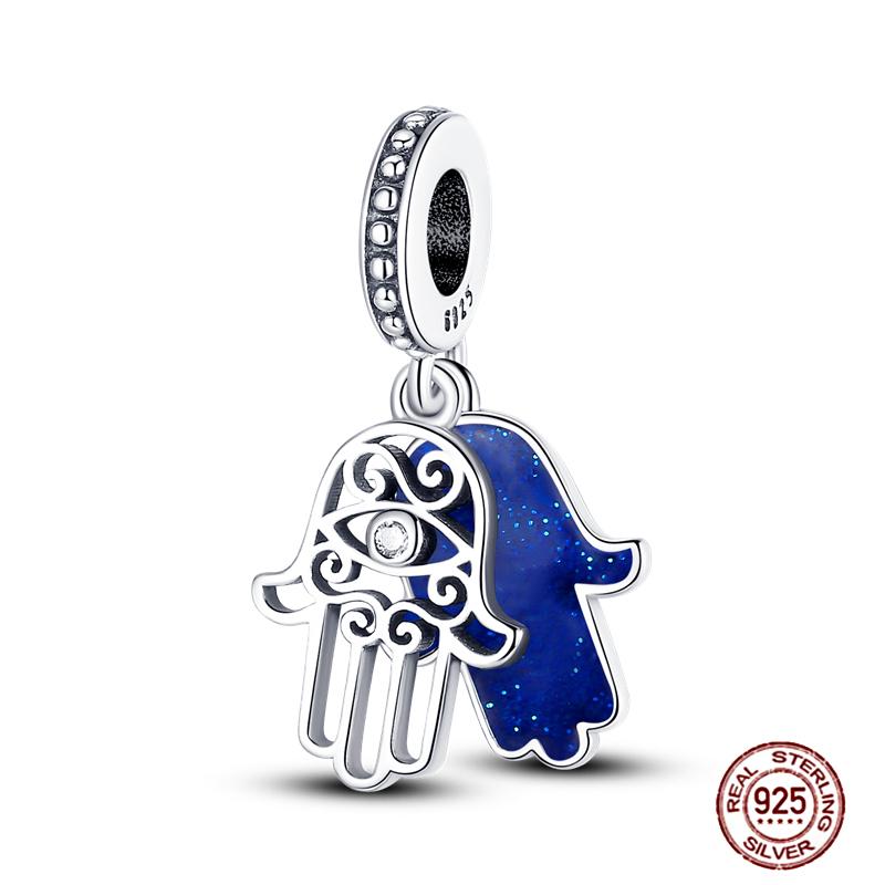 Blue Series Charms Plata Copper Evil Eye Moon Airplane Dolphin Sea Turtle Love Mini Beads For Bracelet Diy Jewelry