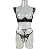 Women Black Lace Lingerie Set Underwire Push Up Bra Hollow Out Sexy Lingerie Set Lace Panty Matching Set