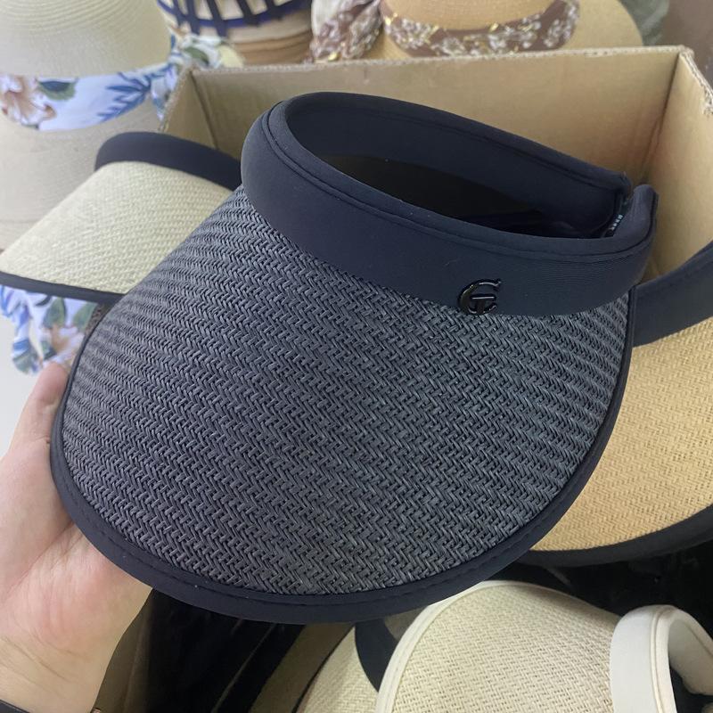Empty Top Uv Sun Protection Hat Women'S Summer Uv Protection Double-Layer Big-Eave Beach Straw Hat Foldable Sun Hat