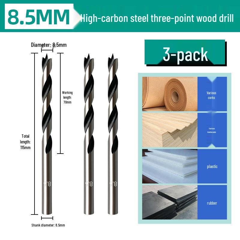 Carbon Steel Multi-Functional Woodworking Drill Bit for Three-Point Positioning