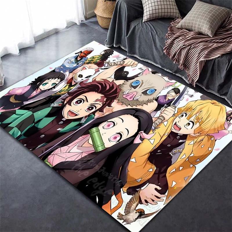 Tapis imprimé en 3D Demon Slayer Kimetsu, dessin animé Devil's Blade, décoration de maison, tapis doux pour chambre à coucher, tapis de jeu pour bébé, pour salon