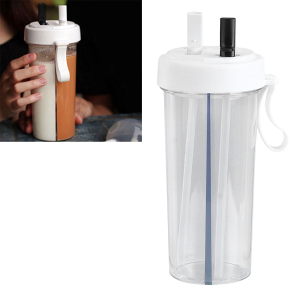600ml Innovative Doppelnutzung Wasserflasche Trinkhalm Becher für Zuhause Outdoor Camping Sport