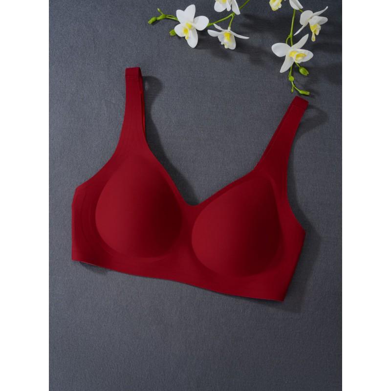 Wire-Free Soft Support Bra Large Busts Seamless Light Padding Full Coverage 3/4 Cup With Side Control Lift