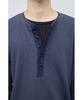 HATCHINGROOM Thermal Henley Tee Blue Charcoal