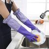1Pair of Extended Velvet Thermal Household Cleaning Gloves, Waterproof Kitchen Dishwashing Gloves