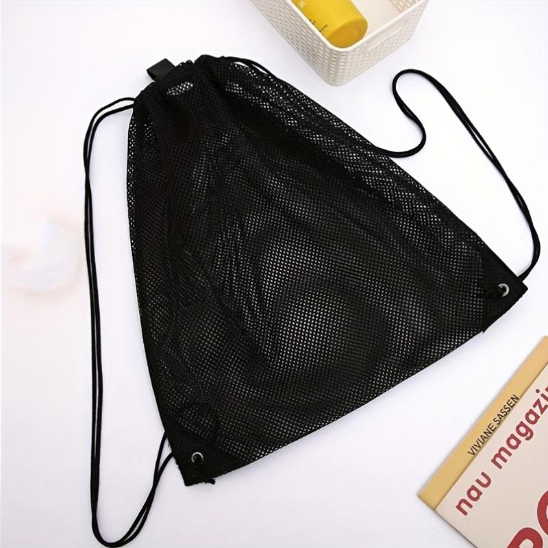 Schwarze tragbare Beutel mit Kordelzug und großem Fassungsvermögen für Supermarkt-Obst und -Gemüse, Netz-Aufbewahrungsbeutel für Strandkleidung, Sport und schmutzige Wäsche