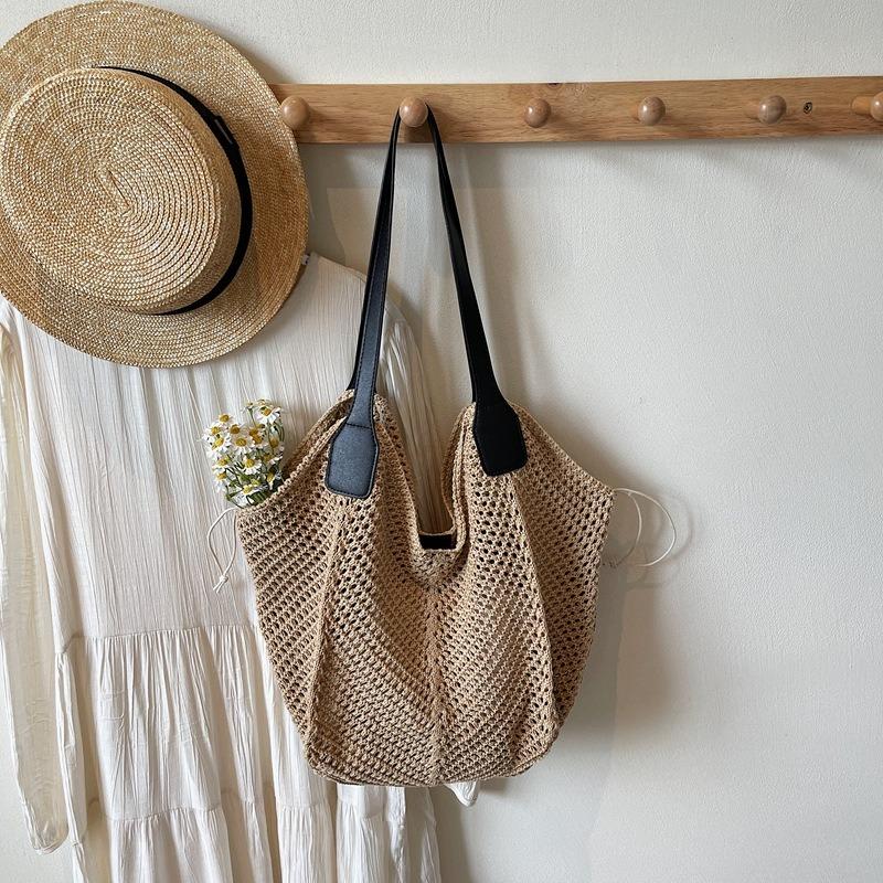 Large capacity lazy hollow woven bag women's new seaside vacation beach shoulder bag tote bag