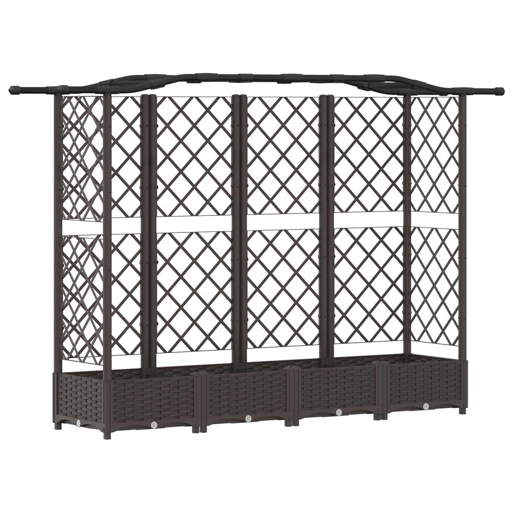 Raised Garden Bed with Trellis and Hanging Roof Brown 203.5 x 40 x 125 cm PP