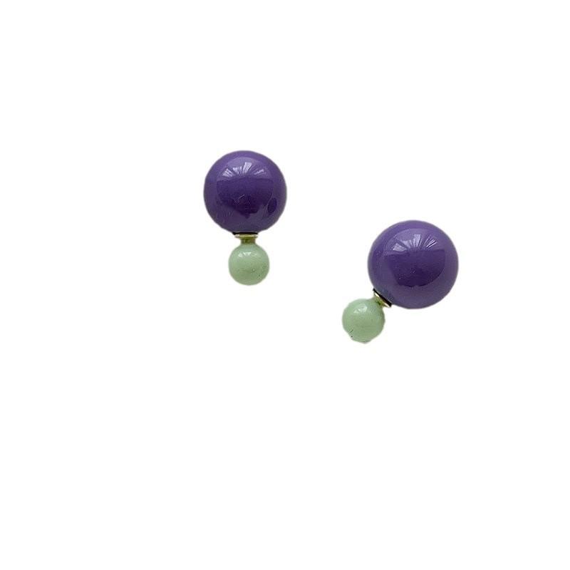 Candy Color Double-Sided Round Ball Earrings: Versatile Women's Fashion, Simple and Chic Style, Sweet and Cool Accessories