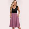 Women Summer Dresses Sleeveless Casual Loose Swing Button Down Midi Sundress With Pockets