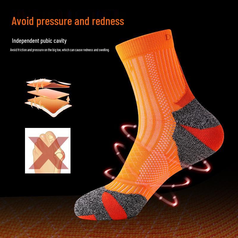 Men's and Women's Mid-Calf Marathon Running Socks: Quick-Dry, Thick Towel Bottom, Cross-border Design