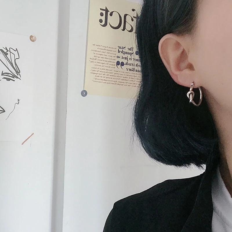 foxanry Stud Earrings for Women Vintage Weaving Knotted Geometric Thai Silver Birthday Party Jewelry Gifts