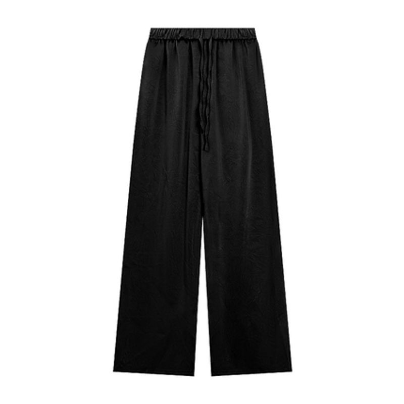 Pink Acetate Casual High Waist Mop Trousers Satin