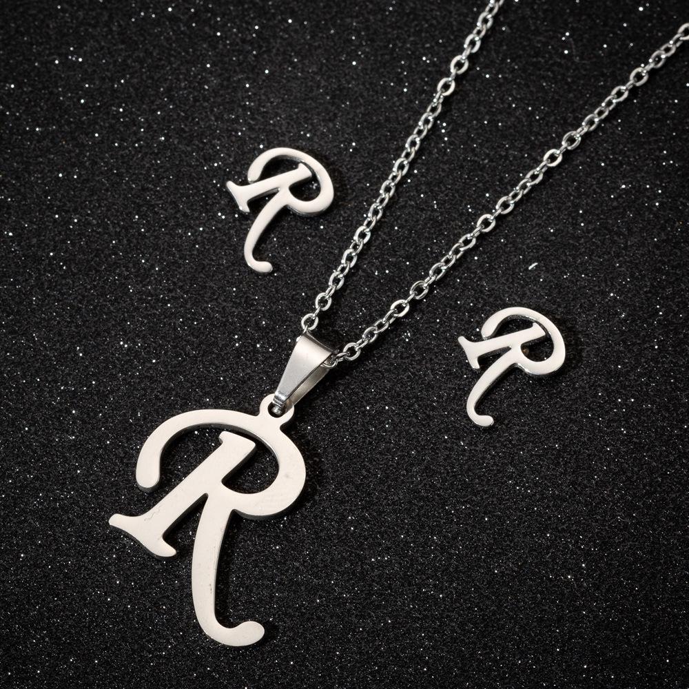 English Letter Necklace & Earring Set: Fashionable Jewelry for Women