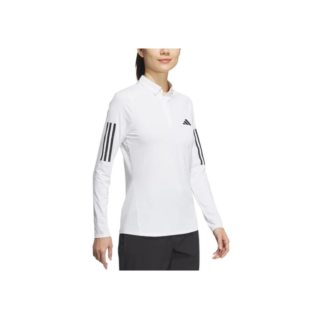 Adidas Aeroready Soft Comfortable Moisture-Wicking Long Sleeve Polo Shirt Women tops White IN6569