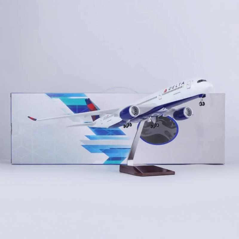 1/142 Scale 47CM Airplane 350 A350 Delta Airline Model LED Light & Wheel Landing Gear Plastic Resin Plane Model