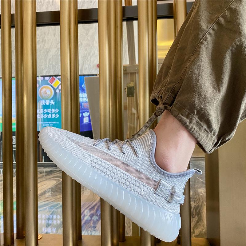 

Coconut shoes men s 2025 new lace-up fly-woven shoes couple s little white casual breathable mesh shoes 350 sports women s shoes 35 (female)