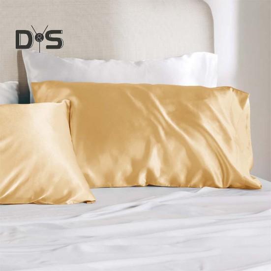 Povlak na polštář z umělého hedvábí Lesklý chladicí povlak na polštář Standardní velikost 20" x 26" Jednobarevný hladký povlak na polštář pro vlasy a pokožku