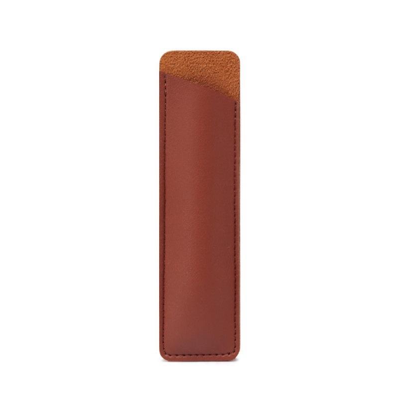 Solid Color Leather Pencil Case – Student Stationery Bag with Fountain Pen Cover