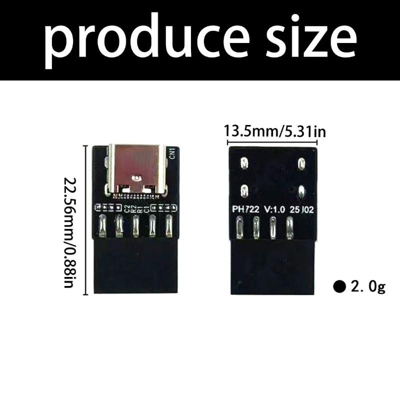 USB2.0 9 Pin to USB C Adapter Connector PC Internal Motherboard 9 Pin USB2.0 Converter for Desktop Computer