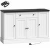 Living Room Buffet with Charging Station, 120 x 40 x 80 cm, White and Black