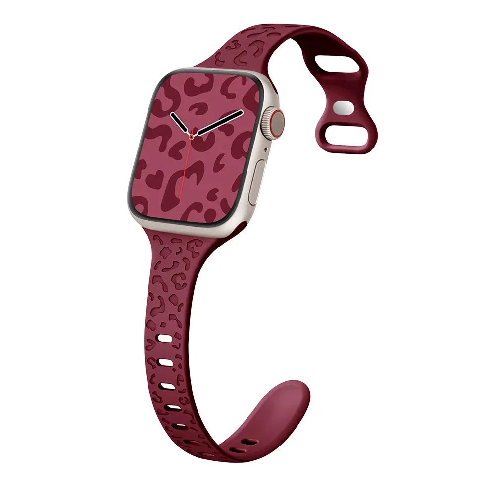 Wąski pasek do paska Apple Watch 40mm 41mm 42mm 38mm 49 44mm 45mm grawerowana silikonowa bransoletka Correa seria 8 7 6 9 5 4 3 SE Ultra