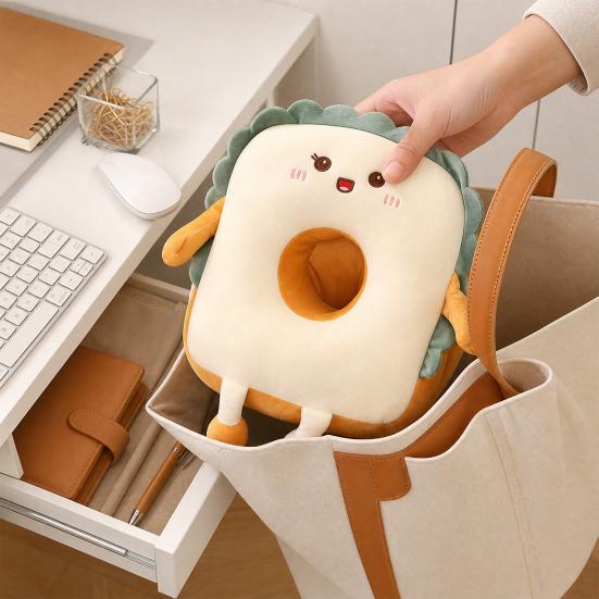 Toast-förmiges Nackenkissen, Leichtes Kissen zum Bauchschläfer-Nickerchen, Plüschtier-Kissen zum Kuscheln, für Büro und Klassenzimmer
